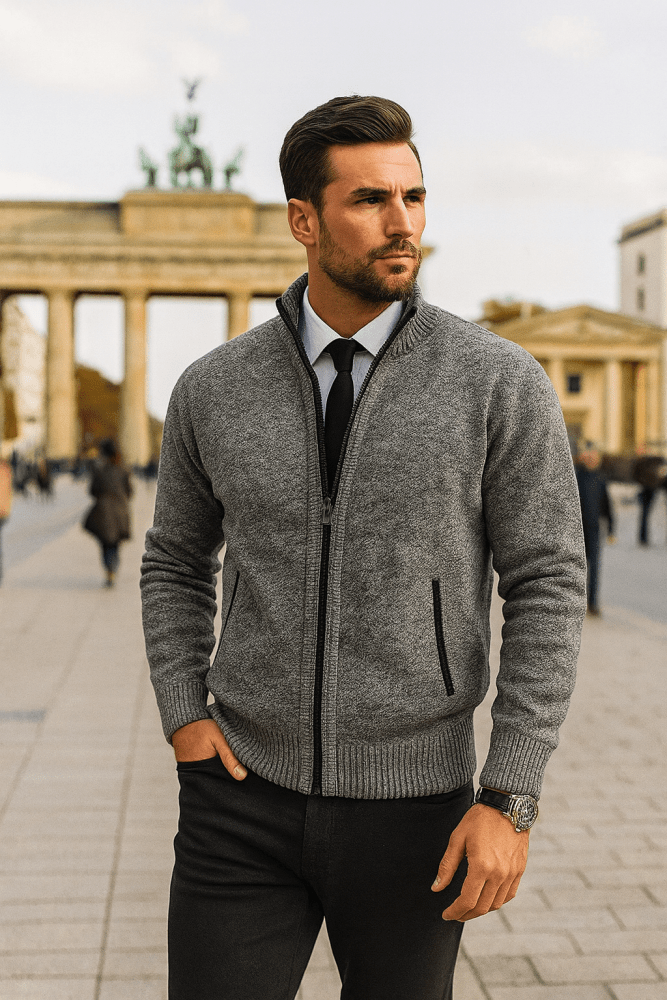 Leon | Taillierter Strickpullover mit Reißverschluss