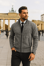 Leon | Taillierter Strickpullover mit Reißverschluss