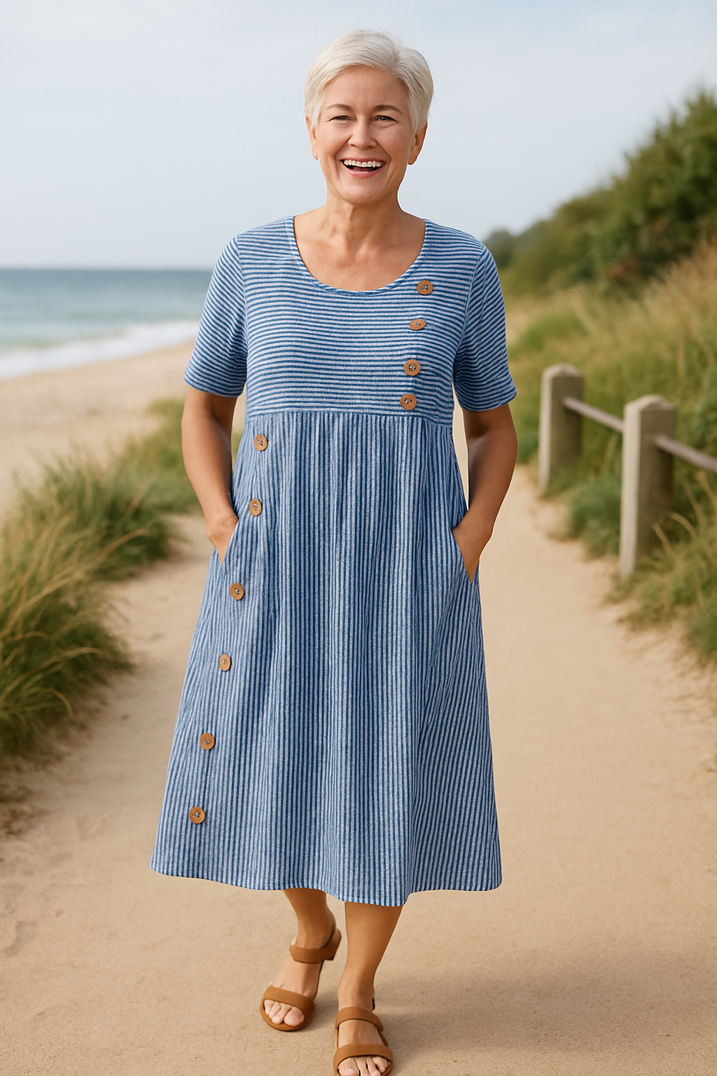Brienne | Gestreiftes Midi-Kleid