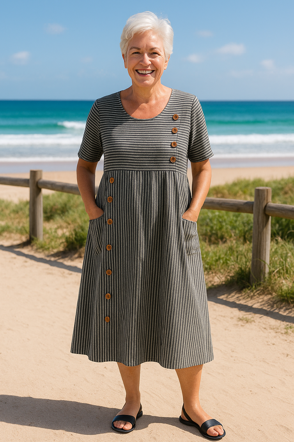 Brienne | Gestreiftes Midi-Kleid