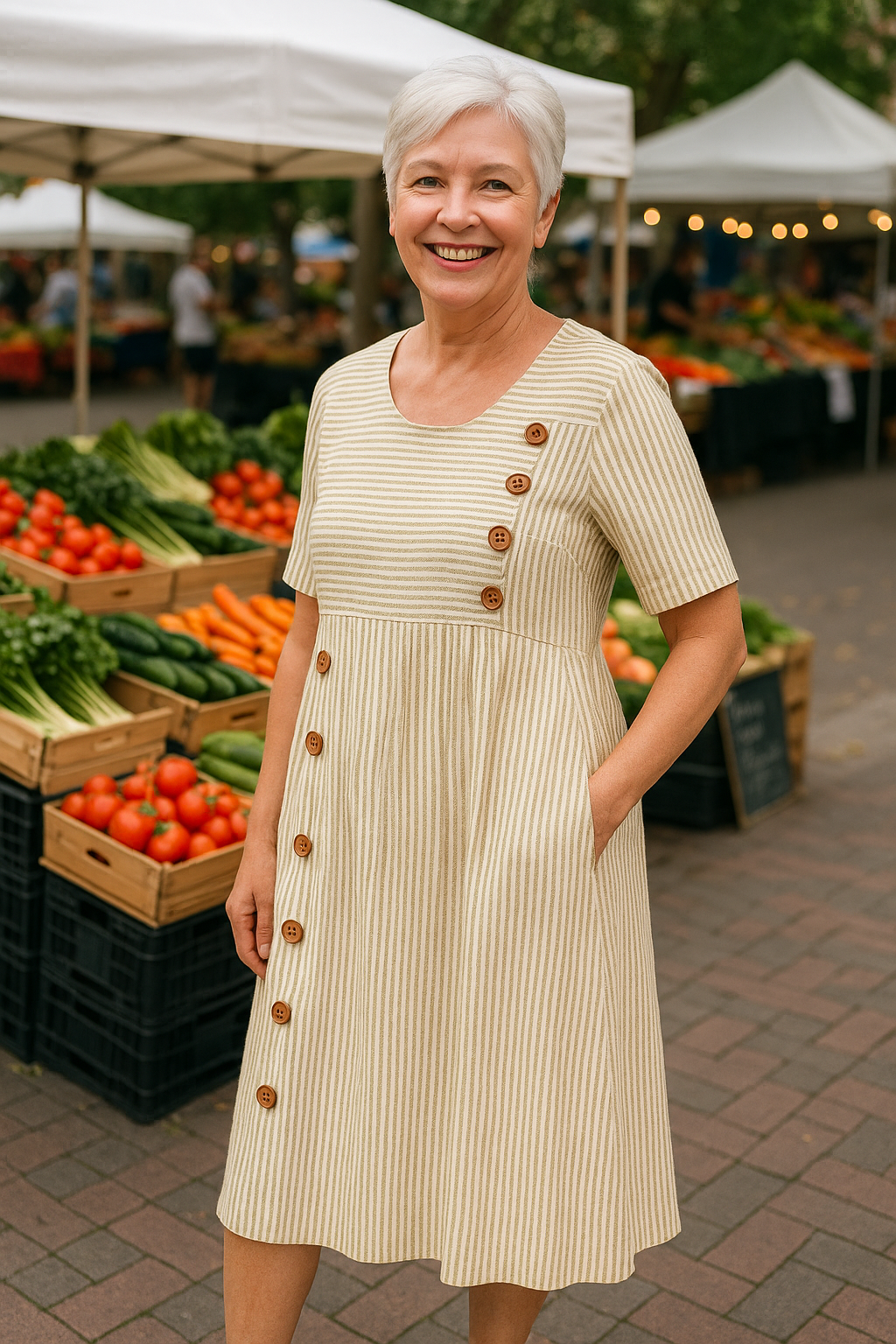Brienne | Gestreiftes Midi-Kleid