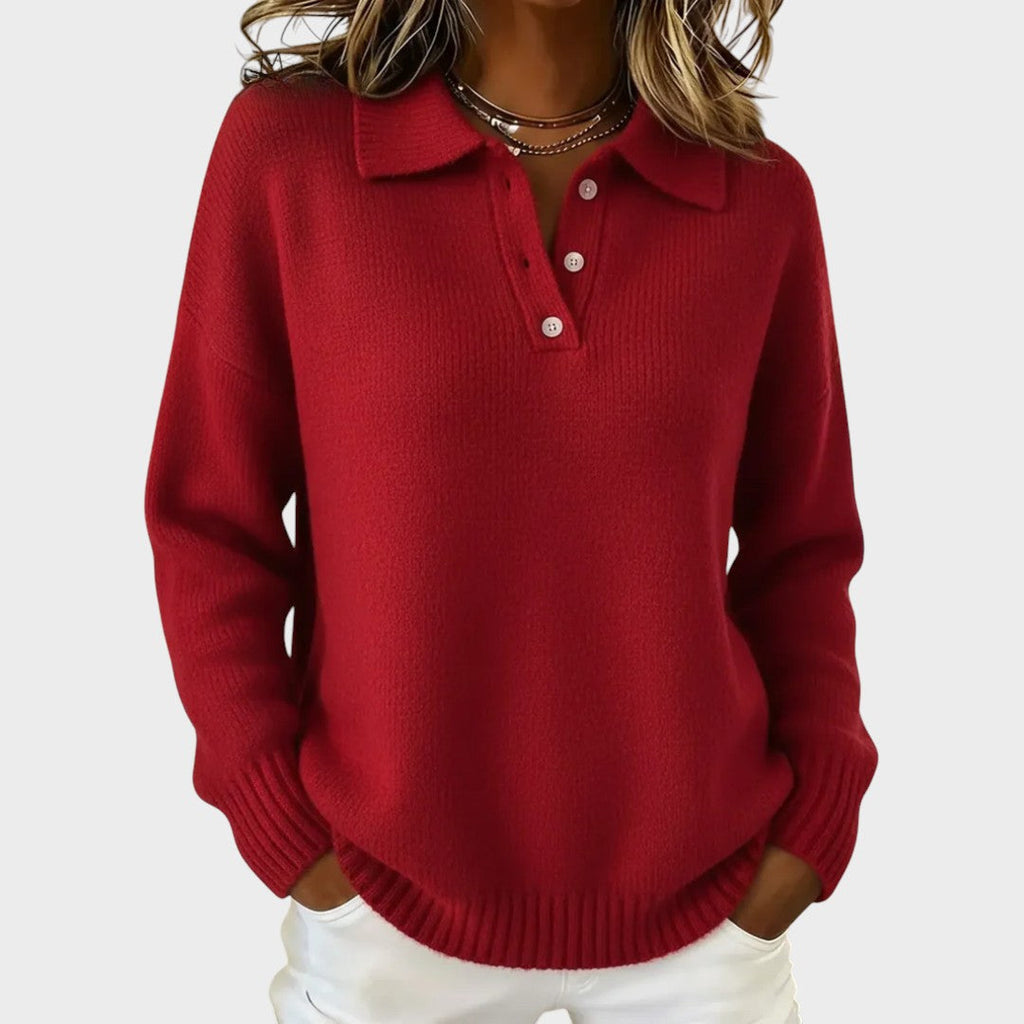 Olivia | Weicher Strickpullover mit Polo-Kragen