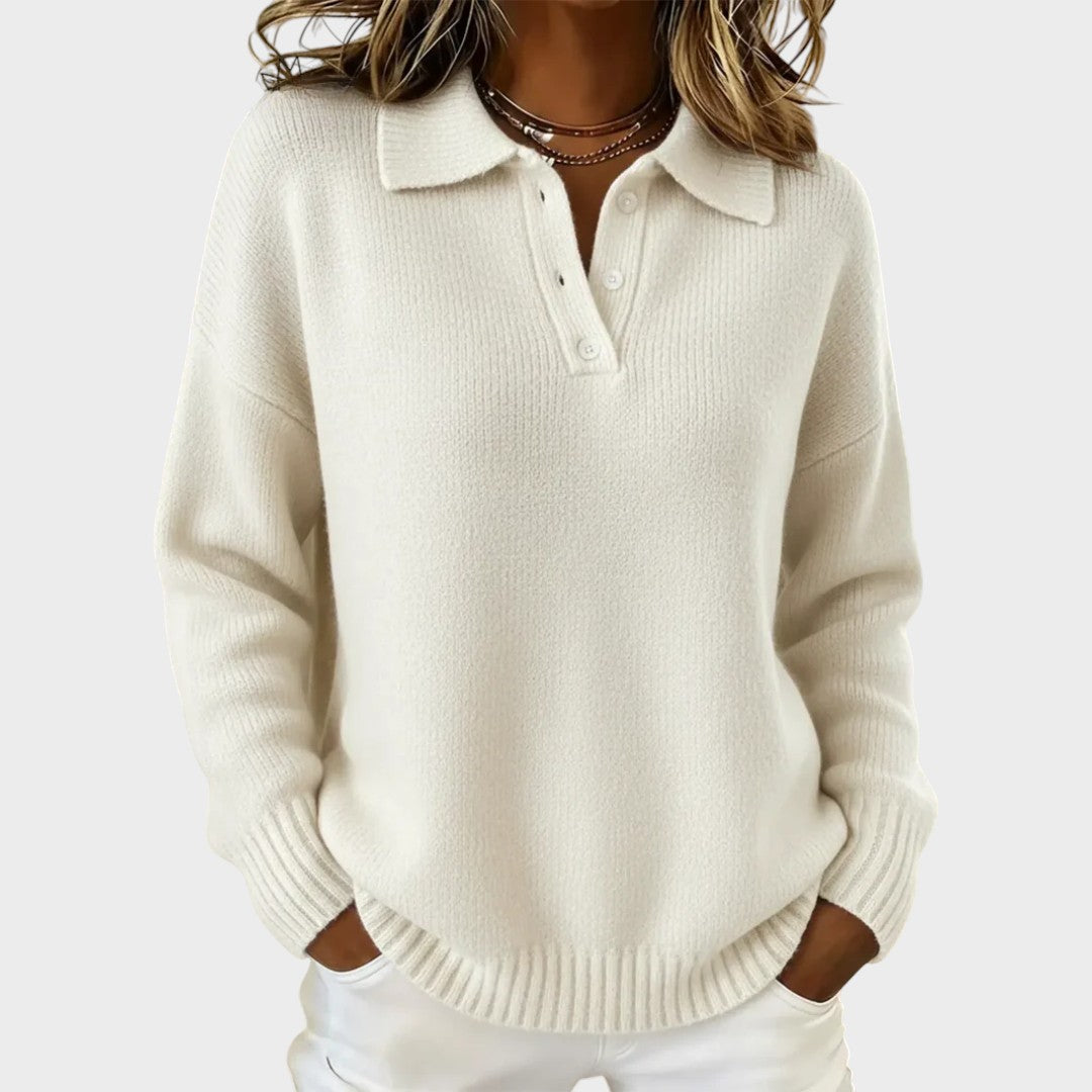 Olivia | Weicher Strickpullover mit Polo-Kragen