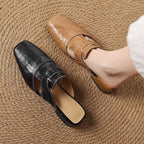 Rosel Leder-Mules mit eckiger Zehenform