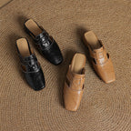 Rosel Leder-Mules mit eckiger Zehenform