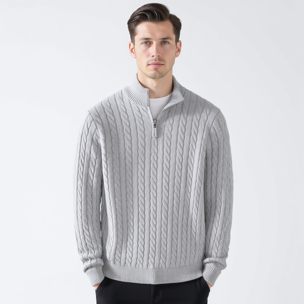 Lukas | Klassischer Strickpullover mit Half-Zip