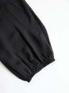 Schwarzes Chiffon-Top und weite Hose Drei-Teile-Set