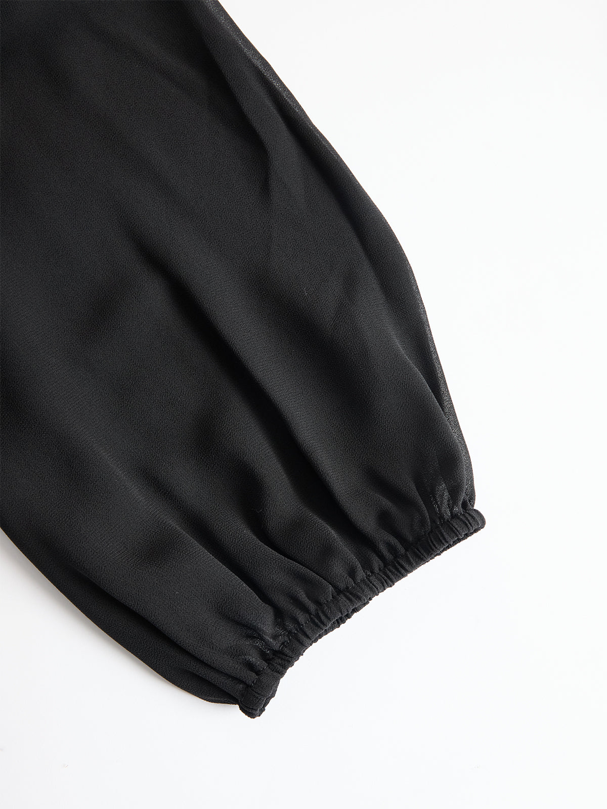 Schwarzes Chiffon-Top und weite Hose Drei-Teile-Set