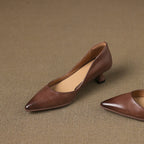 Calenne Leather Kitten Heels