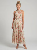 Aurelle | Midi Kleid mit Halterneck und Blumenmuster
