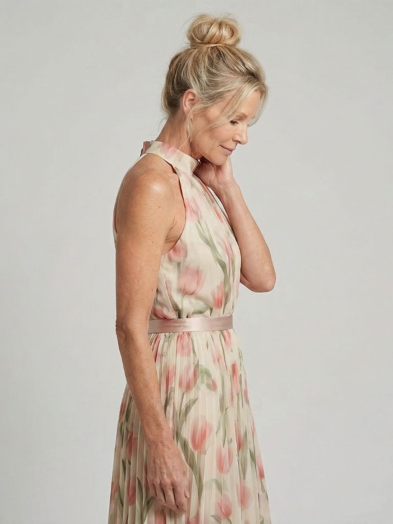Aurelle | Midi Kleid mit Halterneck und Blumenmuster
