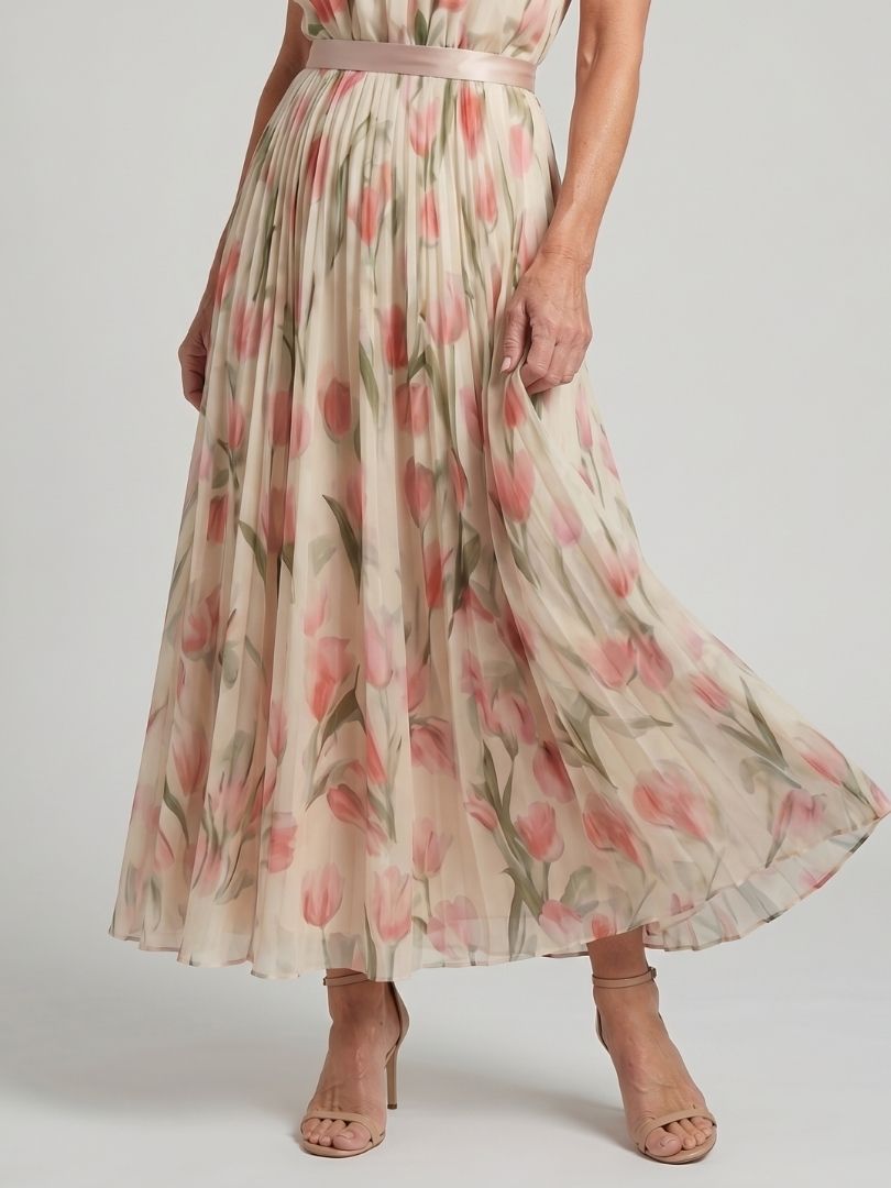 Aurelle | Midi Kleid mit Halterneck und Blumenmuster