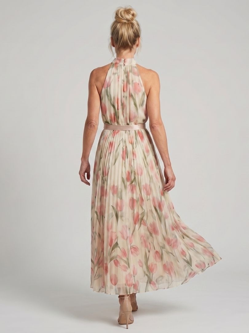 Aurelle | Midi Kleid mit Halterneck und Blumenmuster