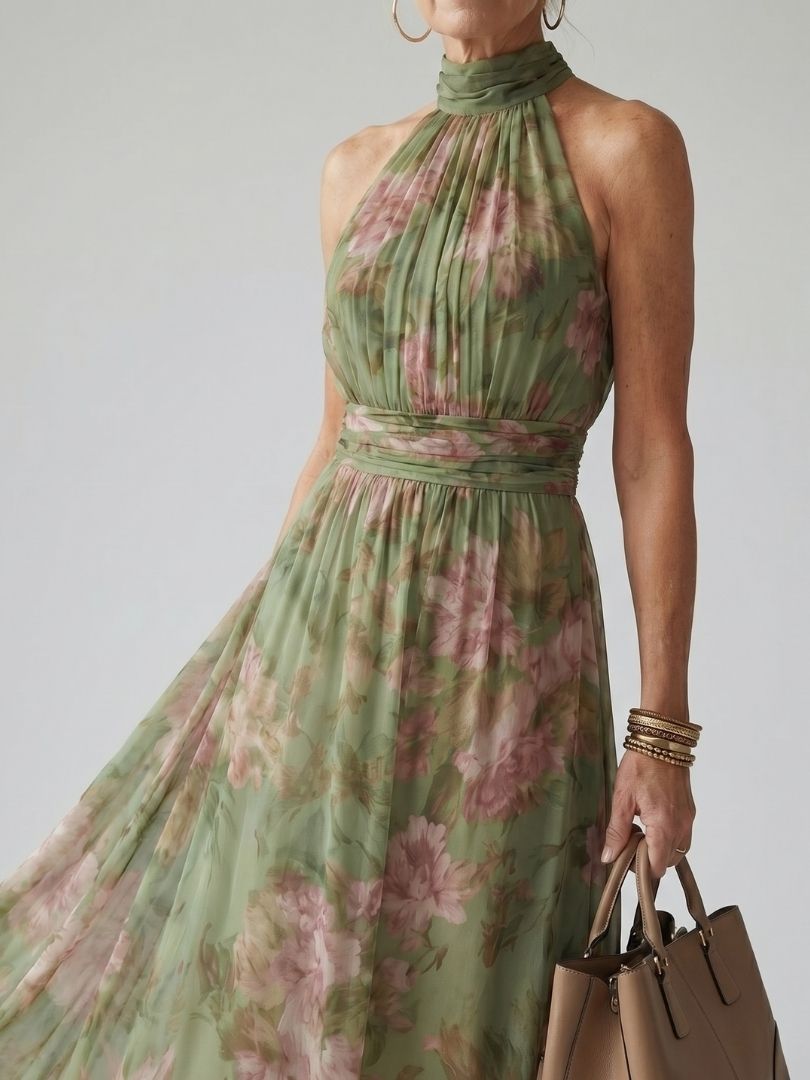 Mirelle | Ruffled Halter Midi Dress
