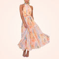 Grace | Halterneck Kleid mit fließendem Aquarelldruck