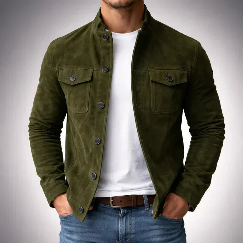 Herren Knopflederjacke