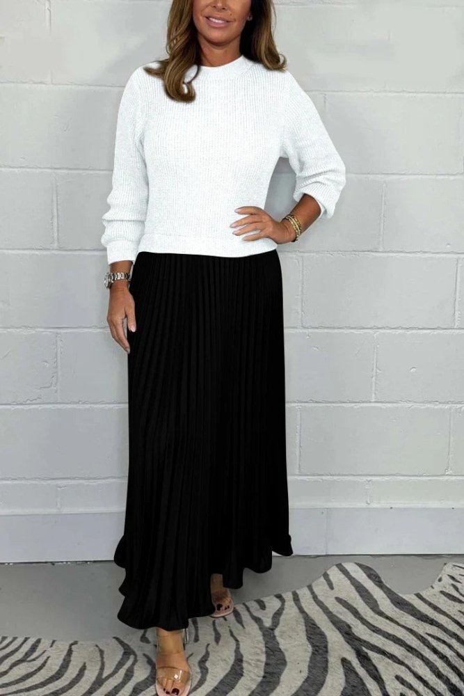 Michelle | Maxikleid mit Jersey und Faltenrock