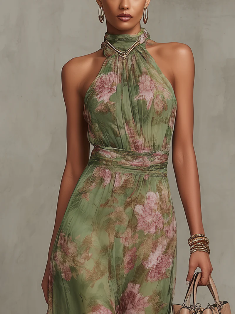 Livia | Maxi Kleid Halter Floral Elegant