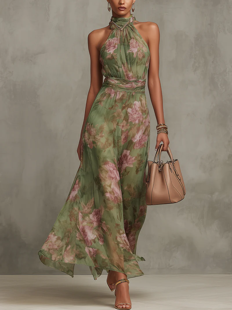 Livia | Maxi Kleid Halter Floral Elegant