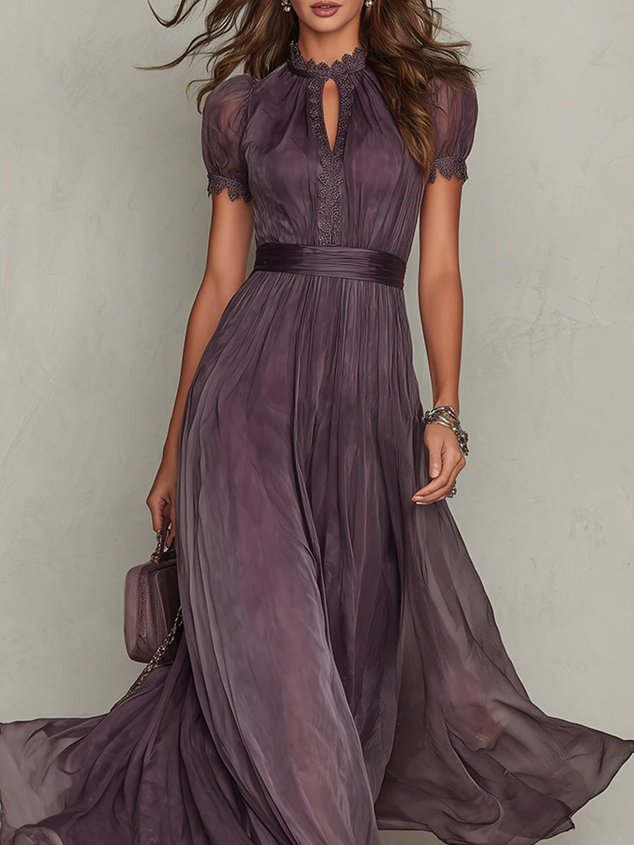 Olivia | Elegantes Vintage Chiffon Maxikleid