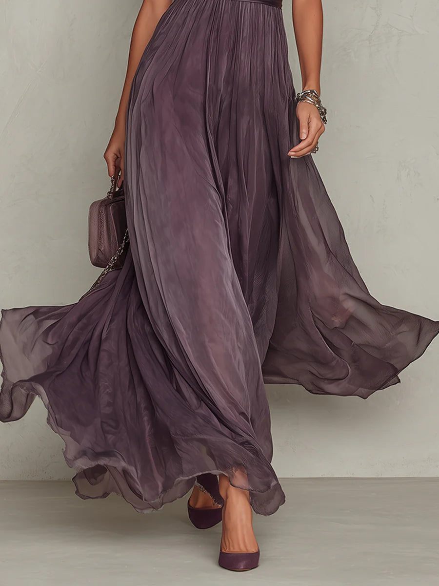 Olivia | Elegantes Vintage Chiffon Maxikleid