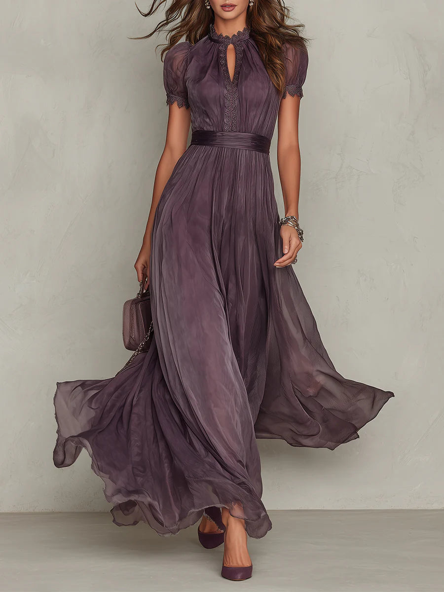 Olivia | Elegantes Vintage Chiffon Maxikleid