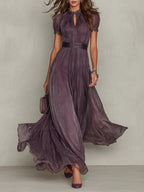 Olivia | Elegantes Vintage Chiffon Maxikleid