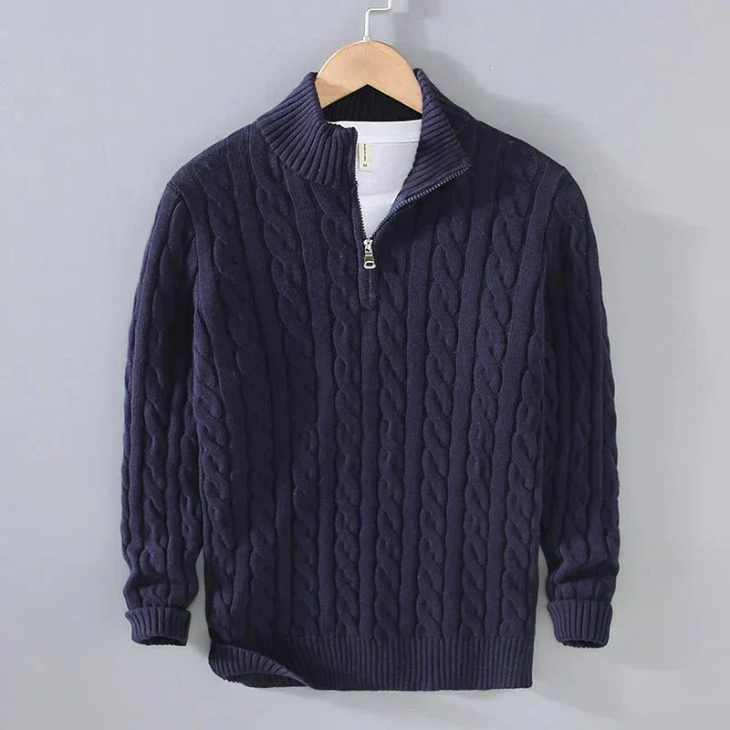 Adam | Eleganter Pullover mit halbem Reißverschluss