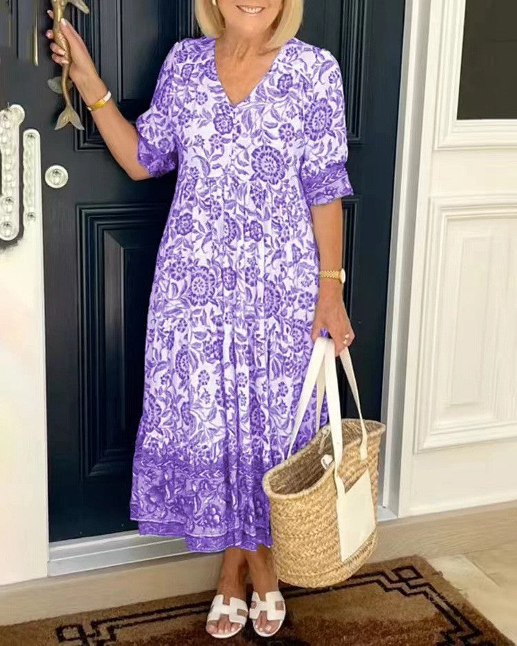 Keisha | Eleganter V-Ausschnitt mit floralem Design