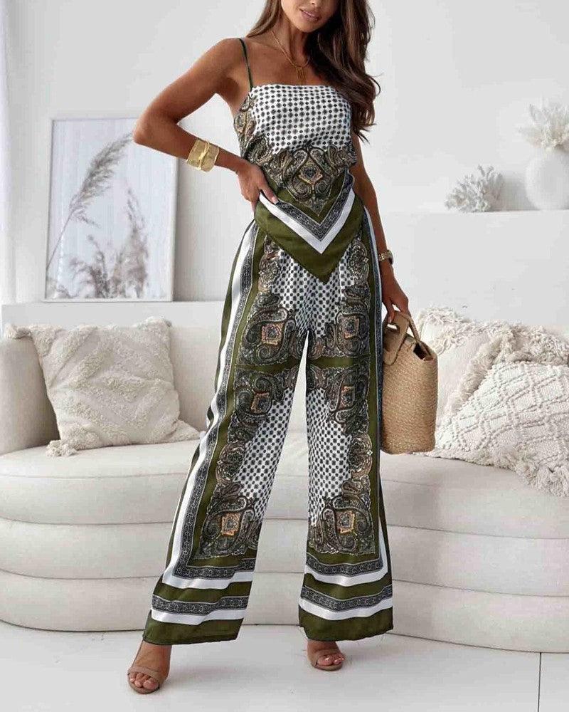 Helen | Urlaub bereit stilvolles Schnür-Top & Hose Zweiteiler Set Kleid
