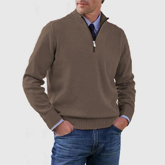 Ben | Modischer Warmer Pullover Mit Halbem Reißverschluss