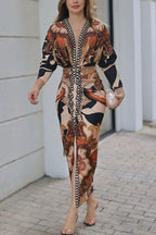 Eva | Sun Escape Einzigartiges Print Dolman Midi Kleid