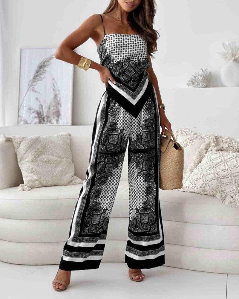 Helen | Urlaub bereit stilvolles Schnür-Top & Hose Zweiteiler Set Kleid