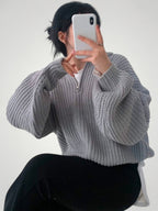 Wencke | Eleganter Damenpullover mit Gefaltetem Kragen