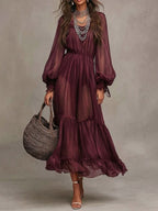 Gerda | Elegantes V-Ausschnitt Midi-Kleid
