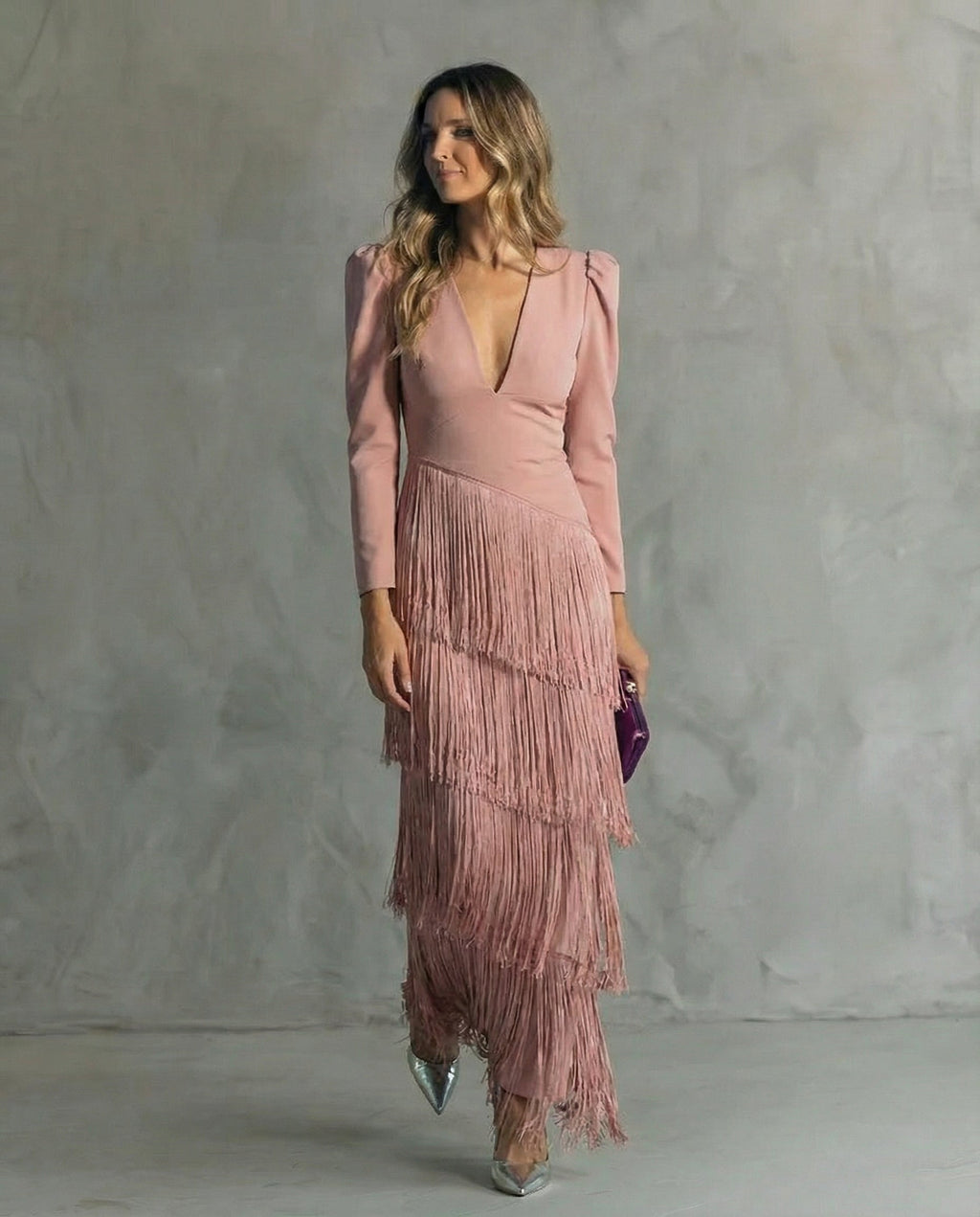 Chiara | Elegantes Kleid mit Fransenärmel