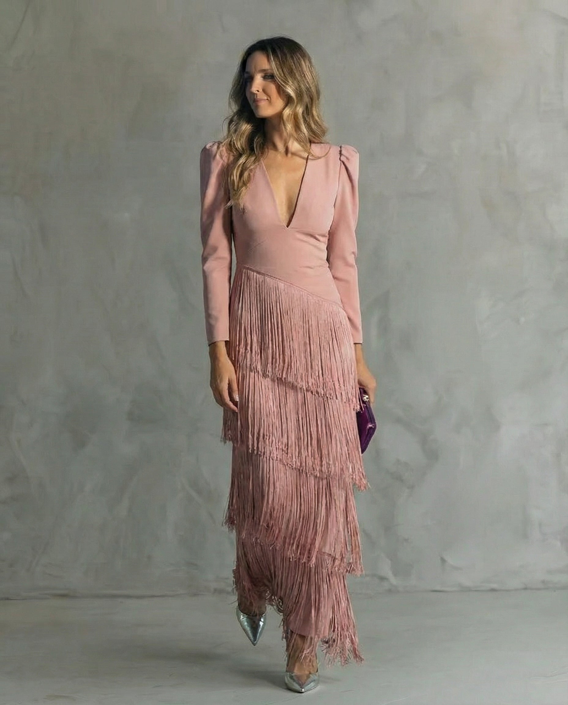 Chiara | Elegantes Kleid mit Fransenärmel