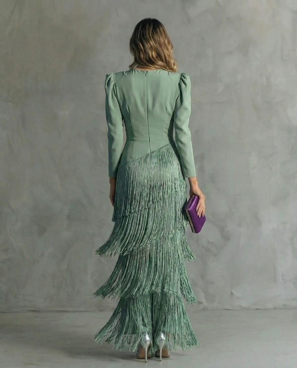 Chiara | Elegantes Kleid mit Fransenärmel