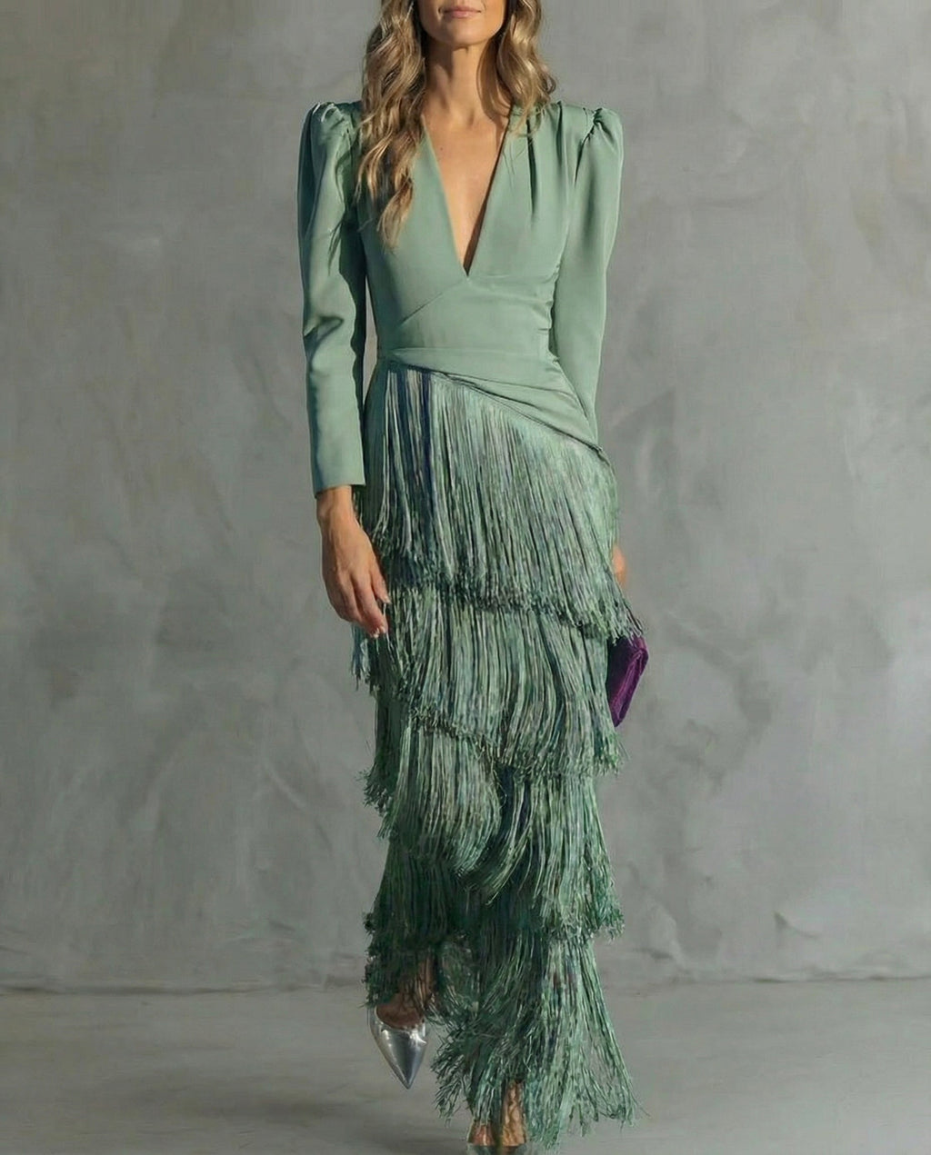 Chiara | Elegantes Kleid mit Fransenärmel