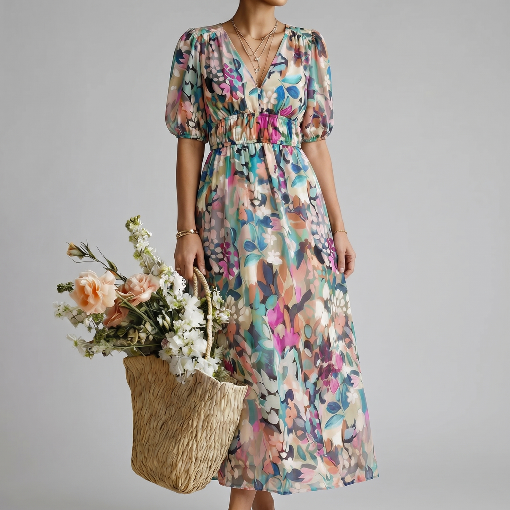 EULALIE | Blumen-Midi-Kleid