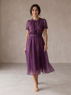 Flavia | Maxi Kleid mit Tropfen-Ausschnitt und Chiffon-Spitzenrand