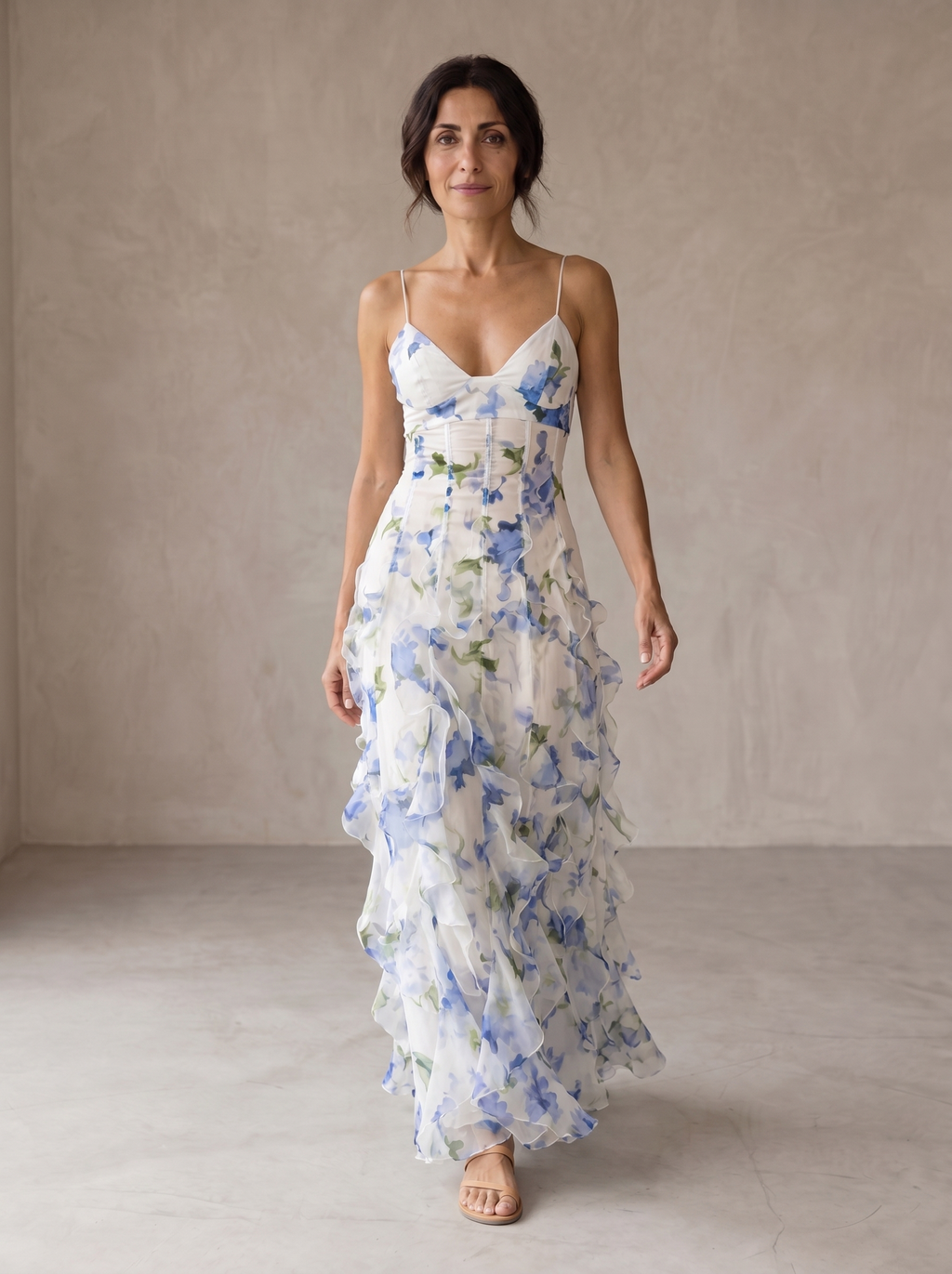Uri | Midikleid mit Blumenmuster und Rüschen