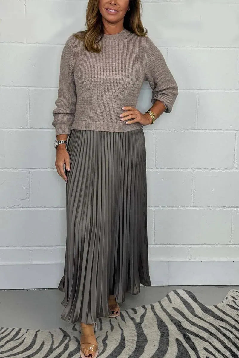 Michelle | Maxikleid mit Jersey und Faltenrock