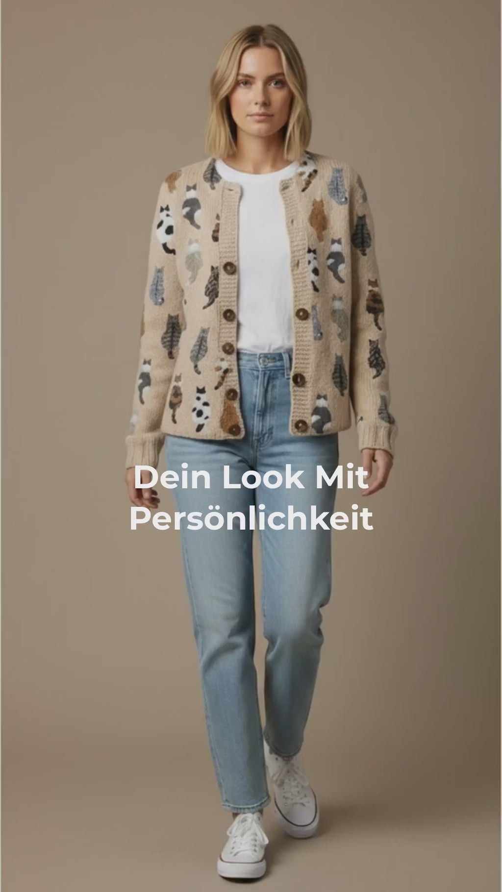 Allison | Cardigan mit Katzenmuster