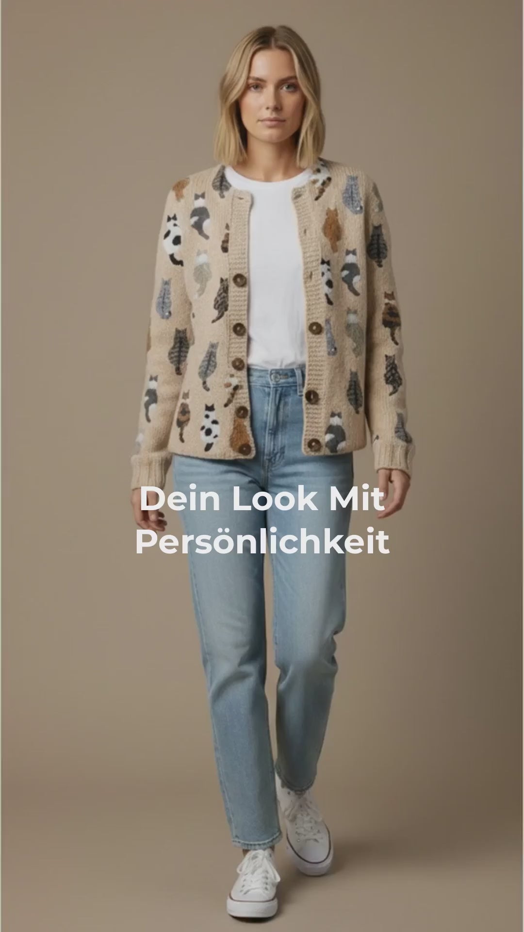 Allison | Cardigan mit Katzenmuster