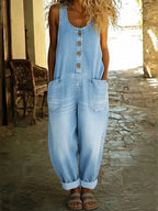 Saylor - Vintage gewaschene Baumwoll-Denim-Latzhose