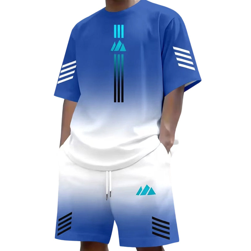 🎉 NUR FÜR KURZE ZEIT 50% RABATT! 👕 Herren Sommer T-Shirt & Shorts Zweiteiler – Farbverlauf-Design & Atmungsaktives Material ☀️