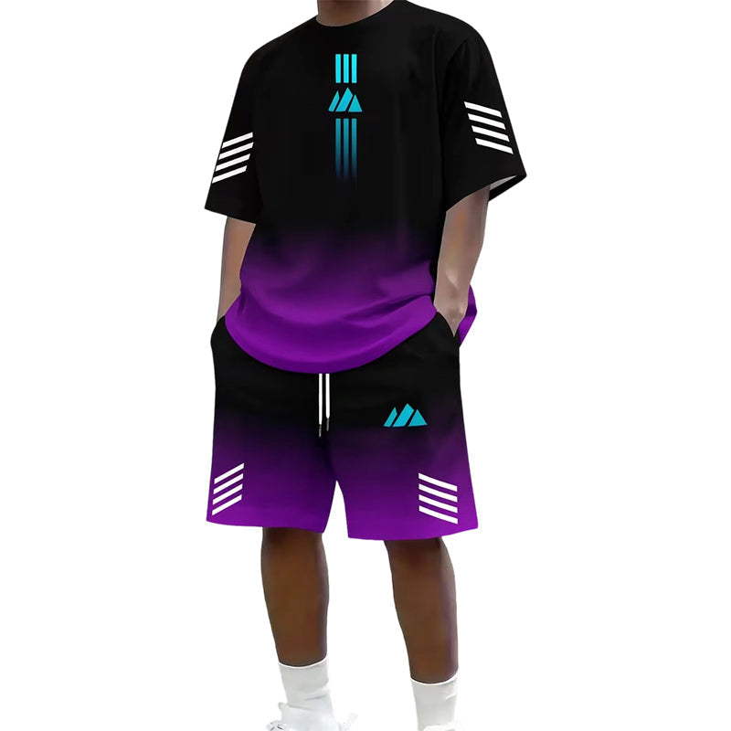🎉 NUR FÜR KURZE ZEIT 50% RABATT! 👕 Herren Sommer T-Shirt & Shorts Zweiteiler – Farbverlauf-Design & Atmungsaktives Material ☀️