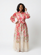 Cressida | Transparent Floral Long Sleeve Maxi Dress